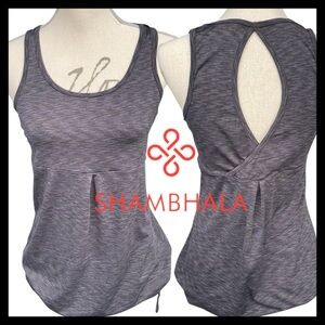 Shambhala Dark Grey Keyhole Racerback Cinch Waist Tank (S)